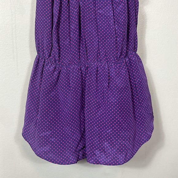 Rebecca Taylor Purple Pink Polka Dot Silk Ruffle Tank Top Blouse Size 6 - Picture 7 of 10